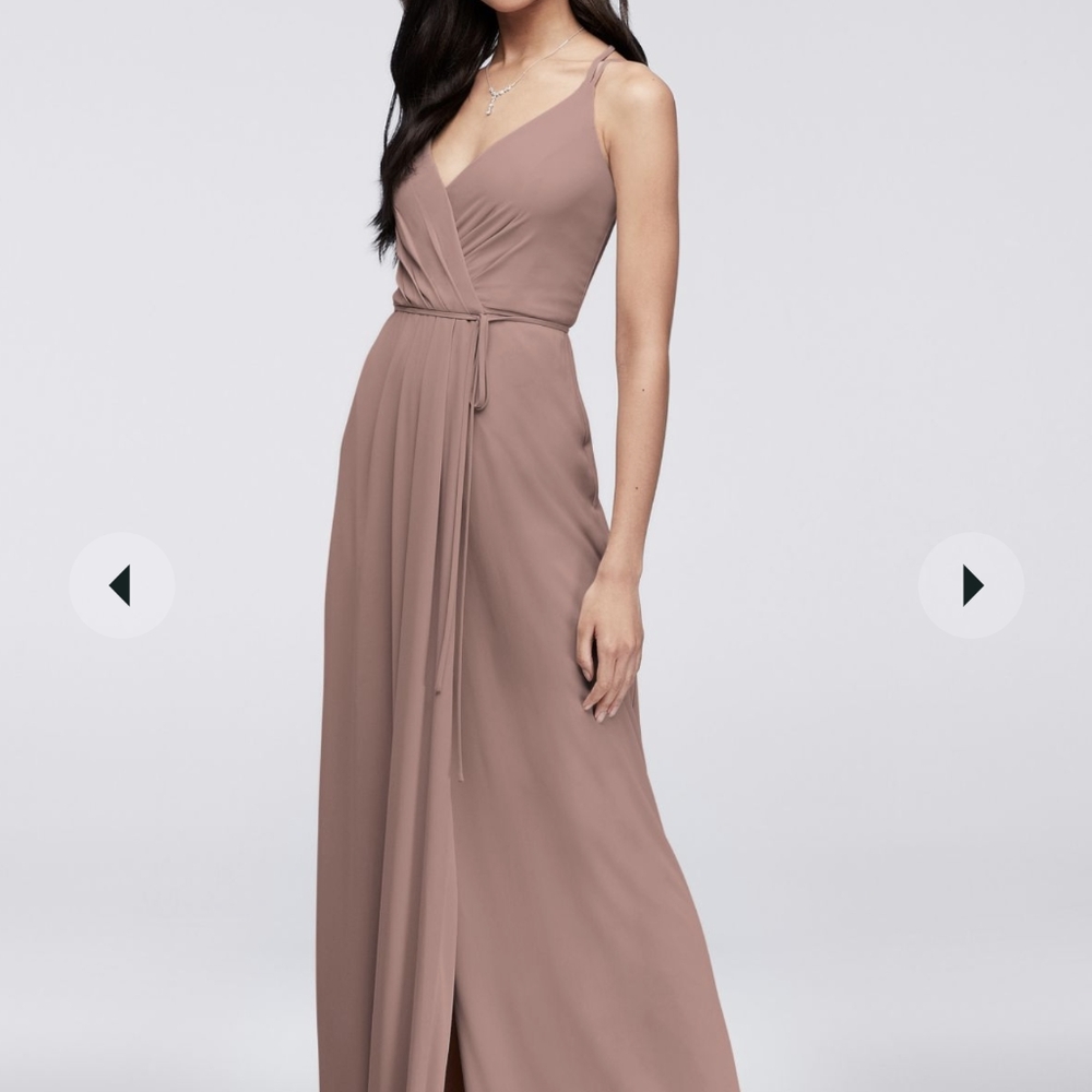 David's Bridal Georgette Wrap Dress in Ballet
